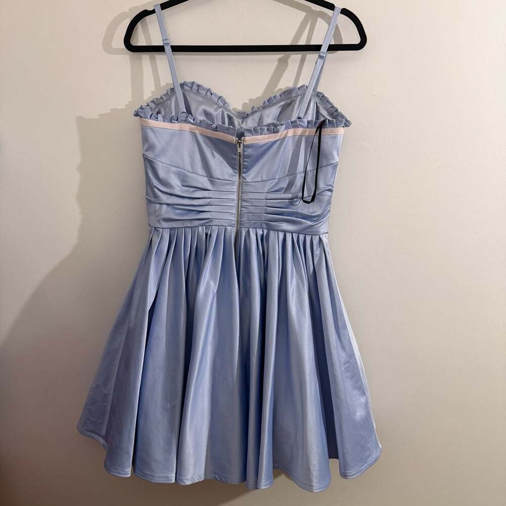 y2k betsey johnson blue satin pink tulle cocktail dress size 8 - Picture 8 of 10